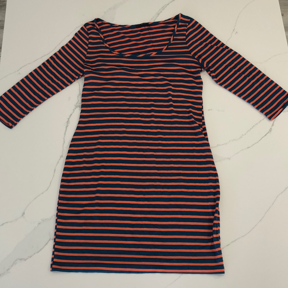 3/4 length sleeve Stripped Mini Dress